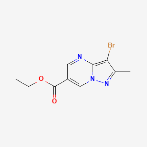 molecular formula C10H10BrN3O2 B8129338 Ethyl 3-bromo-2-methylpyrazolo[1,5-a]pyrimidine-6-carboxylate 