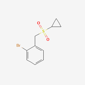 molecular formula C10H11BrO2S B8129421 1-Bromo-2-(cyclopropylsulfonylmethyl)benzene 