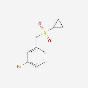 molecular formula C10H11BrO2S B8129427 1-Bromo-3-(cyclopropylsulfonylmethyl)benzene 