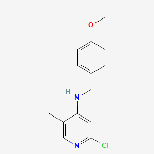 molecular formula C14H15ClN2O B8129481 2-chloro-N-[(4-methoxyphenyl)methyl]-5-methylpyridin-4-amine 