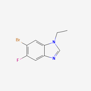 molecular formula C9H8BrFN2 B8129494 6-Bromo-1-ethyl-5-fluorobenzimidazole 