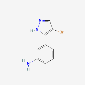 molecular formula C9H8BrN3 B8129563 3-(4-bromo-1H-pyrazol-5-yl)aniline 