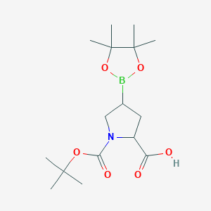 molecular formula C16H28BNO6 B8129579 1-BOC-2-Carbonylpyrrolidine-4-boronic acid pinacol ester 