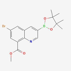 molecular formula C17H19BBrNO4 B8129586 Methyl 6-bromo-3-(tetramethyl-1,3,2-dioxaborolan-2-yl)quinoline-8-carboxylate 