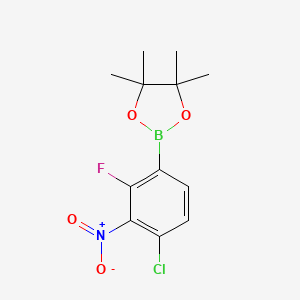 molecular formula C12H14BClFNO4 B8129598 4-Chloro-2-fluoro-3-nitrophenylboronic acid pinacol ester 