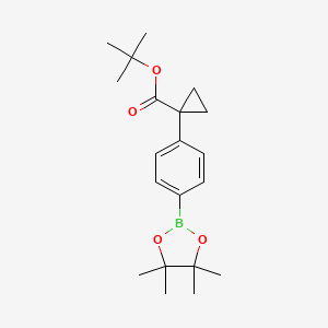 molecular formula C20H29BO4 B8129612 4-[1-(t-Butoxycarbonyl)cyclopropyl]phenylboronic acid pinacol ester 