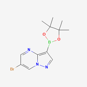 molecular formula C12H15BBrN3O2 B8129618 6-BRomo-3-(tetramethyl-1,3,2-dioxaborolan-2-yl)pyrazolo[1,5-a]pyrimidine 