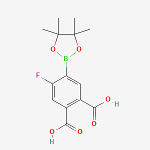 molecular formula C14H16BFO6 B8129638 4-FLuoro-5-(tetramethyl-1,3,2-dioxaborolan-2-yl)benzene-1,2-dicarboxylic acid 