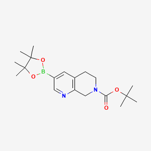 molecular formula C19H29BN2O4 B8129663 tert-butyl 3-(4,4,5,5-tetramethyl-1,3,2-dioxaborolan-2-yl)-6,8-dihydro-5H-1,7-naphthyridine-7-carboxylate 