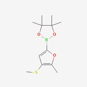 molecular formula C12H19BO3S B8129667 4,4,5,5-Tetramethyl-2-(5-methyl-4-methylsulfanylfuran-2-yl)-1,3,2-dioxaborolane 