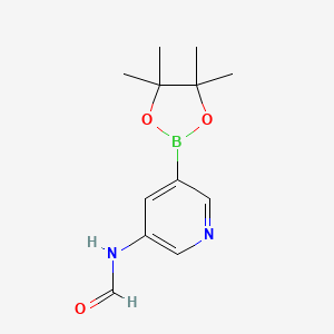 molecular formula C12H17BN2O3 B8129668 N-[5-(4,4,5,5-tetramethyl-1,3,2-dioxaborolan-2-yl)pyridin-3-yl]formamide 