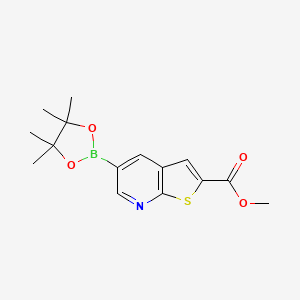 molecular formula C15H18BNO4S B8129714 Methyl 5-(4,4,5,5-tetramethyl-1,3,2-dioxaborolan-2-yl)thieno[2,3-b]pyridine-2-carboxylate 