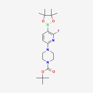 molecular formula C20H31BFN3O4 B8129716 Tert-butyl 4-[6-fluoro-5-(4,4,5,5-tetramethyl-1,3,2-dioxaborolan-2-yl)pyridin-2-yl]piperazine-1-carboxylate 