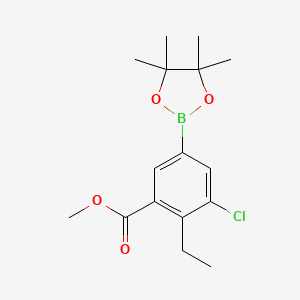 molecular formula C16H22BClO4 B8129735 Methyl 3-chloro-2-ethyl-5-(4,4,5,5-tetramethyl-1,3,2-dioxaborolan-2-yl)benzoate 