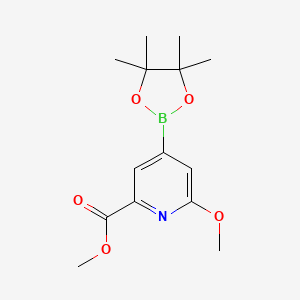 molecular formula C14H20BNO5 B8129741 Methyl 6-methoxy-4-(tetramethyl-1,3,2-dioxaborolan-2-YL)pyridine-2-carboxylate 