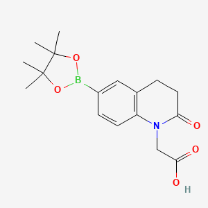 molecular formula C17H22BNO5 B8129749 2-[2-Oxo-6-(4,4,5,5-tetramethyl-1,3,2-dioxaborolan-2-yl)-3,4-dihydroquinolin-1-yl]acetic acid 
