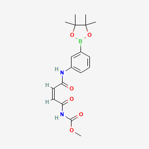 molecular formula C18H23BN2O6 B8129754 methyl N-[(Z)-4-oxo-4-[3-(4,4,5,5-tetramethyl-1,3,2-dioxaborolan-2-yl)anilino]but-2-enoyl]carbamate 
