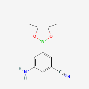 molecular formula C13H17BN2O2 B8129768 3-Amino-5-(tetramethyl-1,3,2-dioxaborolan-2-yl)benzonitrile 