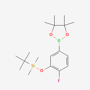molecular formula C18H30BFO3Si B8129774 Tert-butyl[2-fluoro-5-(tetramethyl-1,3,2-dioxaborolan-2-yl)phenoxy]dimethylsilane 