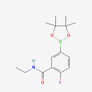molecular formula C15H21BFNO3 B8129791 N-Ethyl-2-fluoro-5-(4,4,5,5-tetramethyl-1,3,2-dioxaborolan-2-yl)benzamide 