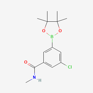 molecular formula C14H19BClNO3 B8129800 3-Chloro-N-methyl-5-(4,4,5,5-tetramethyl-1,3,2-dioxaborolan-2-yl)benzamide 