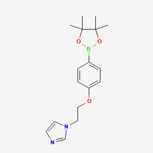 molecular formula C17H23BN2O3 B8129811 1-(2-(4-(4,4,5,5-tetramethyl-1,3,2-dioxaborolan-2-yl)phenoxy)ethyl)-1H-imidazole 