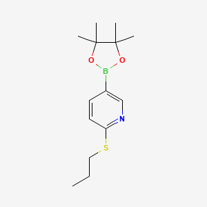 molecular formula C14H22BNO2S B8129853 2-Propylsulfanyl-5-(4,4,5,5-tetramethyl-1,3,2-dioxaborolan-2-yl)pyridine 