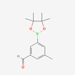 molecular formula C14H19BO3 B8129857 3-Methyl-5-(tetramethyl-1,3,2-dioxaborolan-2-yl)benzaldehyde 