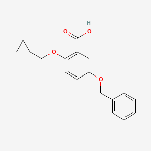 molecular formula C18H18O4 B8129877 5-Benzyloxy-2-cyclopropylmethoxybenzoic acid 