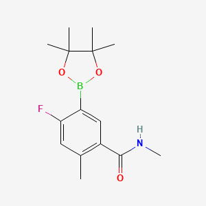 molecular formula C15H21BFNO3 B8129891 4-Fluoro-2,N-dimethyl-5-(4,4,5,5-tetramethyl-[1,3,2]dioxaborolan-2-yl)-benzamide 