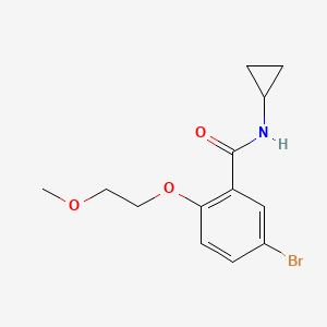 molecular formula C13H16BrNO3 B8129953 5-Bromo-N-cyclopropyl-2-(2-methoxyethoxy)benzamide 