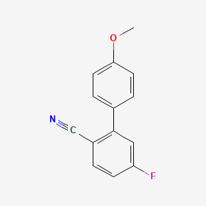 molecular formula C14H10FNO B8129978 5-Fluoro-4'-methoxybiphenyl-2-carbonitrile 