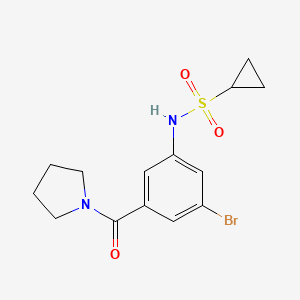 molecular formula C14H17BrN2O3S B8130003 Cyclopropanesulfonic acid [3-bromo-5-(pyrrolidine-1-carbonyl)-phenyl]-amide 