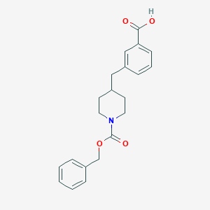 molecular formula C21H23NO4 B8130028 3-((1-((Benzyloxy)carbonyl)piperidin-4-yl)methyl)benzoic acid 