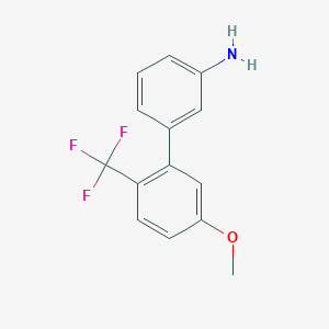 molecular formula C14H12F3NO B8130050 5'-Methoxy-2'-(trifluoromethyl)-[1,1'-biphenyl]-3-amine 