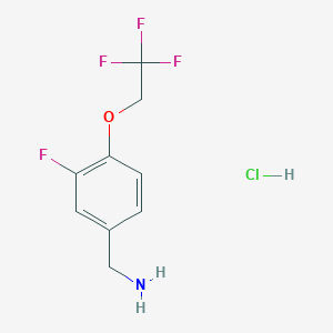 molecular formula C9H10ClF4NO B8130146 (3-Fluoro-4-(2,2,2-trifluoroethoxy)phenyl)methanamine hydrochloride 