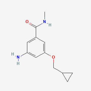 molecular formula C12H16N2O2 B8130160 3-Amino-5-cyclopropylmethoxy-N-methylbenzamide 