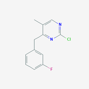 molecular formula C12H10ClFN2 B8130191 2-Chloro-4-(3-fluorobenzyl)-5-methylpyrimidine 