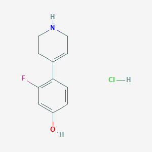 molecular formula C11H13ClFNO B8130199 3-Fluoro-4-(1,2,3,6-tetrahydropyridin-4-yl)-phenol hydrochloride 