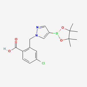 molecular formula C17H20BClN2O4 B8130215 4-Chloro-2-[4-(4,4,5,5-tetramethyl-[1,3,2]dioxaborolan-2-yl)-pyrazol-1-ylmethyl]-benzoic acid 