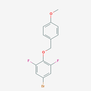 molecular formula C14H11BrF2O2 B8130262 5-Bromo-1,3-difluoro-2-(4-methoxybenzyloxy)-benzene 