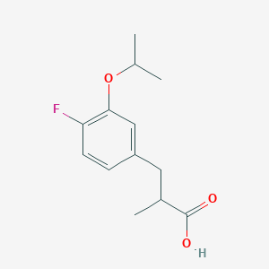 molecular formula C13H17FO3 B8130348 3-(4-Fluoro-3-isopropoxyphenyl)-2-methylpropanoic acid 