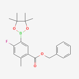 molecular formula C21H24BFO4 B8130487 4-Fluoro-2-methyl-5-(4,4,5,5-tetramethyl-[1,3,2]dioxaborolan-2-yl)-benzoic acid benzyl ester 