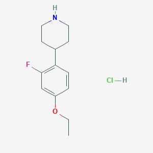 molecular formula C13H19ClFNO B8130508 4-(4-Ethoxy-2-fluorophenyl)piperidine hydrochloride 