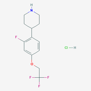 molecular formula C13H16ClF4NO B8130574 4-(2-Fluoro-4-(2,2,2-trifluoroethoxy)phenyl)piperidine hydrochloride 