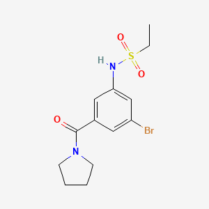 molecular formula C13H17BrN2O3S B8130600 Ethanesulfonic acid [3-bromo-5-(pyrrolidine-1-carbonyl)-phenyl]-amide 