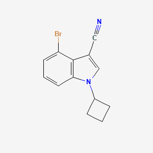 molecular formula C13H11BrN2 B8130618 4-Bromo-1-cyclobutyl-1H-indole-3-carbonitrile 