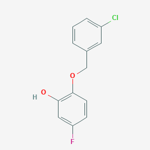 molecular formula C13H10ClFO2 B8130628 2-(3-Chloro-benzyloxy)-5-fluorophenol 
