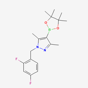 molecular formula C18H23BF2N2O2 B8130653 1-(2,4-Difluoro-benzyl)-3,5-dimethyl-4-(4,4,5,5-tetramethyl-[1,3,2]dioxaborolan-2-yl)-1H-pyrazole 