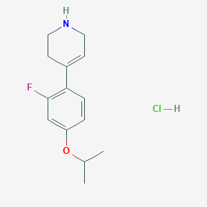molecular formula C14H19ClFNO B8130704 4-(2-Fluoro-4-isopropoxyphenyl)-1,2,3,6-tetrahydropyridine hydrochloride 